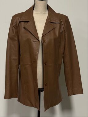 Dialogue Leather Jacket Brown Size S